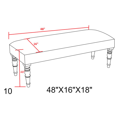 Panja Multi-colored Upholstered Bench Line Drawing. 