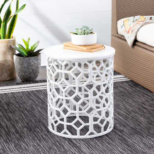 Hale Lattice Side Table in White Style Shot HALE100-141416