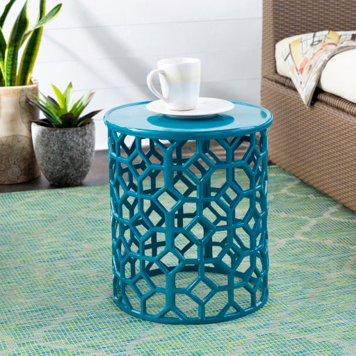 Hale Lattice Side Table in Teal Style Shot HALE102-141416