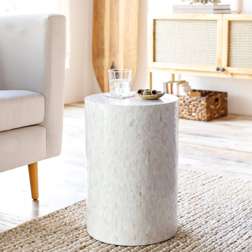 Iridescent Side Table in Ivory & Gray ISC-001