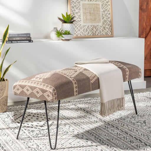 Asmara Bench in Charcoal & Light Beige Style shot RAM-001