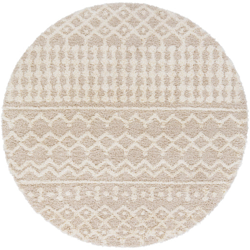 Urban Shag Rug in Cream and Light Beige Round Rug USG2303-2712