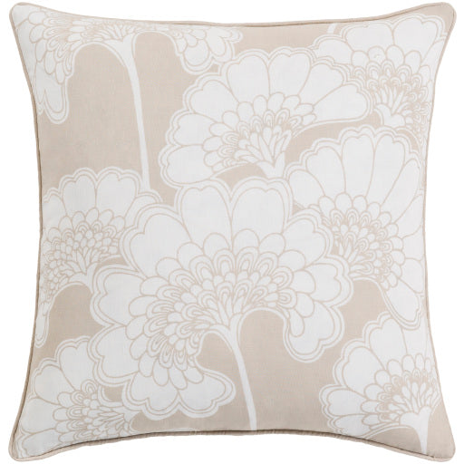 japanese floral lumbar pillow white beige JA001-1818