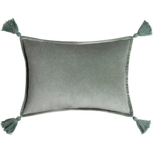 cotton velvet lumbar pillow sage back sage CV047-1319