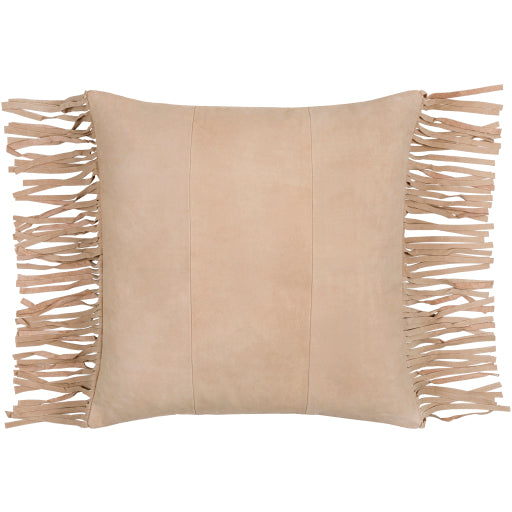 suede fringe lumbar pillow tan back tan SFG001-2020