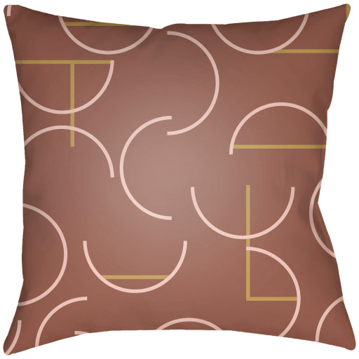 modern circles lumbar pillow medium brown pale pink mustard MEC002-1818