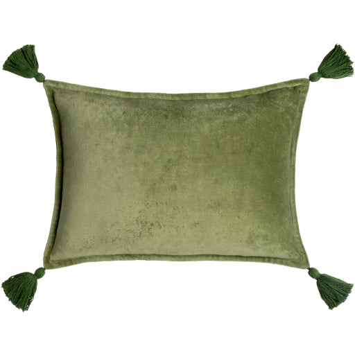 cotton velvet lumbar pillow grass green back grass green CV046-1319