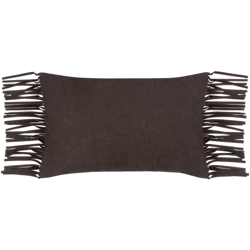 suede fringe lumbar pillow black back black SFG002-2020