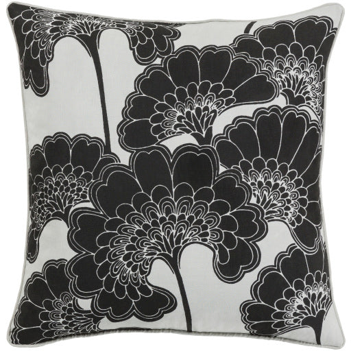 japanese floral lumbar pillow black off white RJA002-1818