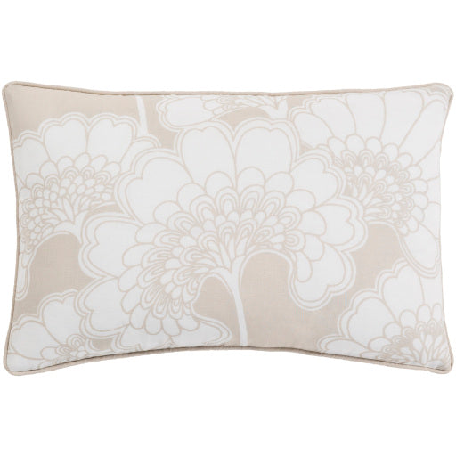 japanese floral lumbar pillow white beige JA001-1818D