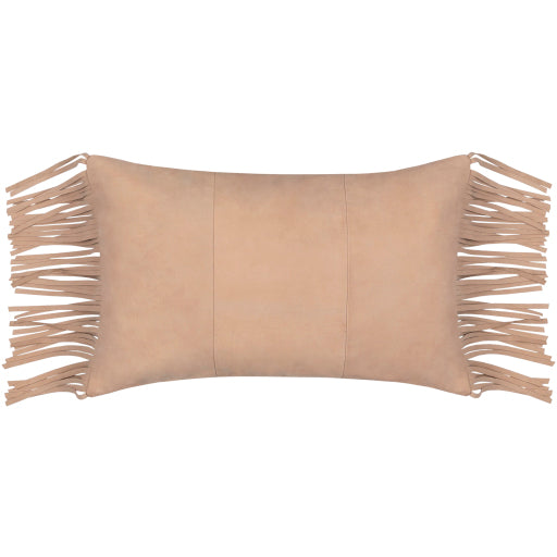 suede fringe lumbar pillow tan back tan SFG001-2020D