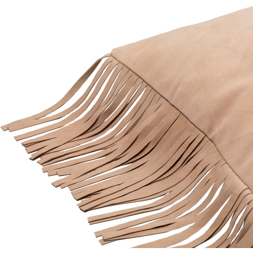 suede fringe lumbar pillow tan back tan SFG001-2020P