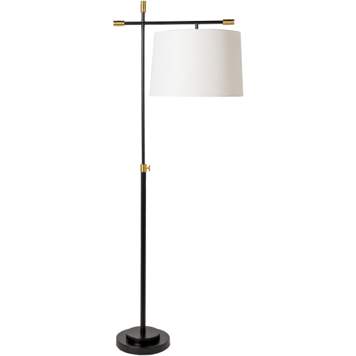 aberdeen floor lamp black with ivory linen shade AEE-003