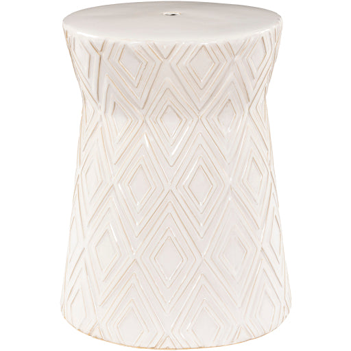 Cali Textured Ceramic Garden Stool, White ACL-001