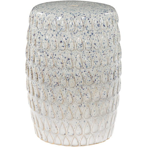 Blackwell Speckled Droplets Garden Stool, White and Blue BAW-002