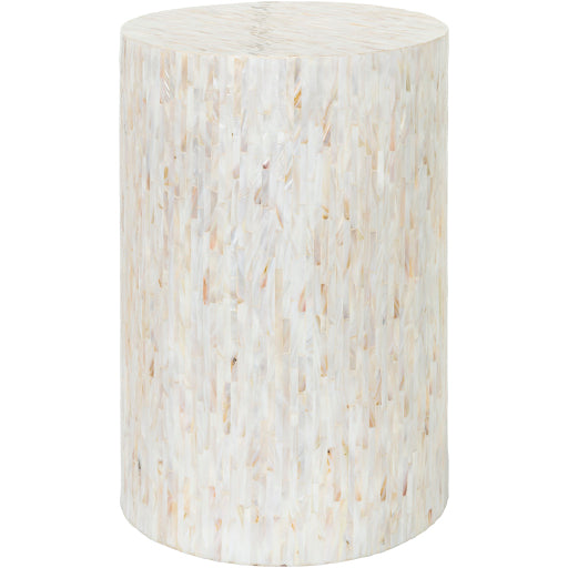 Iridescent Round Side Table in Ivory and Tan 