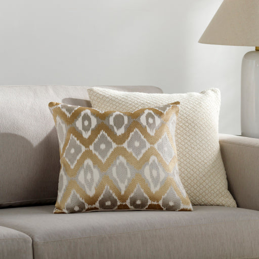 ikat luxe accent pillow ivory tan light gray IKL002-2020D