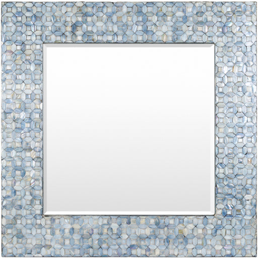 iridescent square beveled shell frame wall mirror blue ISC015-3232