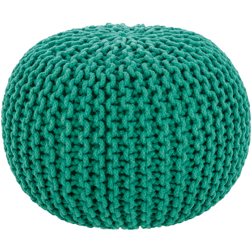 malmo knitted handcrafted round pouf emerald MLPF-006
