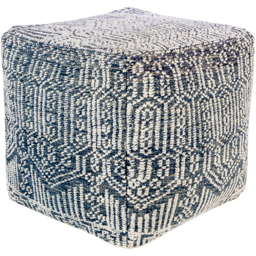 nobel hand knotted cube pouf navy NBPF003-181818
