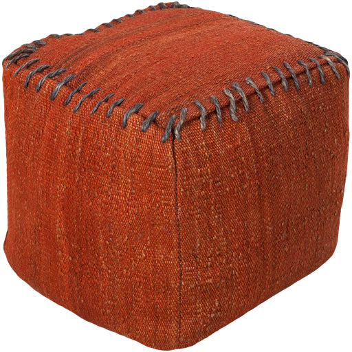 woodstock blanket stitch pouf brick red POUF-189