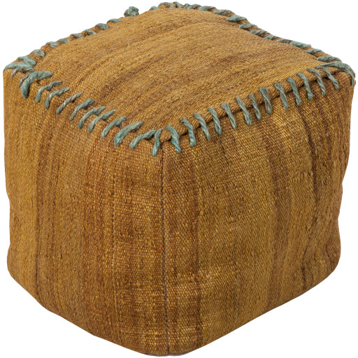 woodstock blanket stitch pouf mustard POUF-191