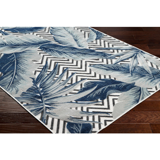 cabo leaves area rug multicolor off white dark blue blue black beige corner detail CBO2305-2773