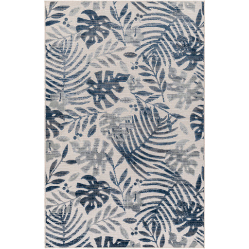 cabo palm leaves area rug multicolor off white dark blue black gray blue