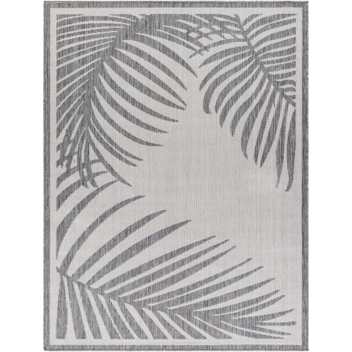 long beach palm leaves area rug shades of gray
