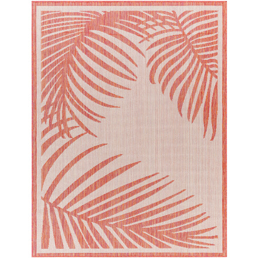 long beach palm leaves area rug red beige