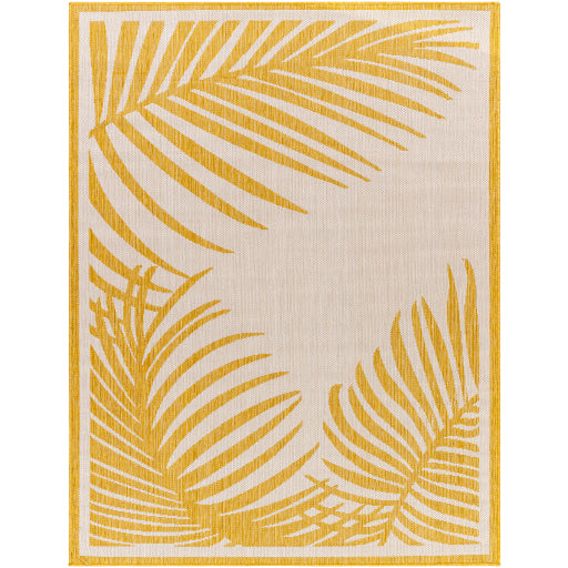 long beach palm leaves area rug biege gold