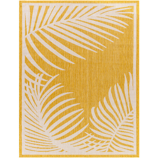 long beach palm leaves area rug shades of yellow ivory