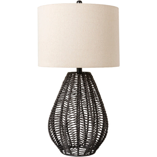 Abaco Table Lamp, Black with Ivory Linen Shade ABC-001