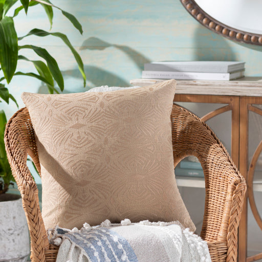 Accra Accent Pillow, Wheat, Beige Room Scene ACA001-2020