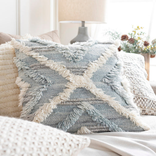 baracoa accent pillow ice blue light gray cream 