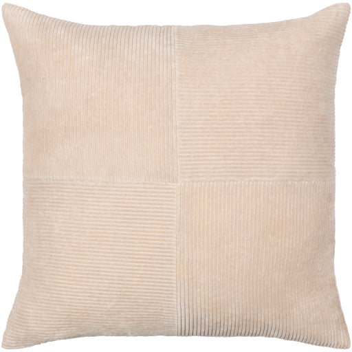 Corduroy Quarters Accent Pillow in Light Beige Detail CDQ001-1818D