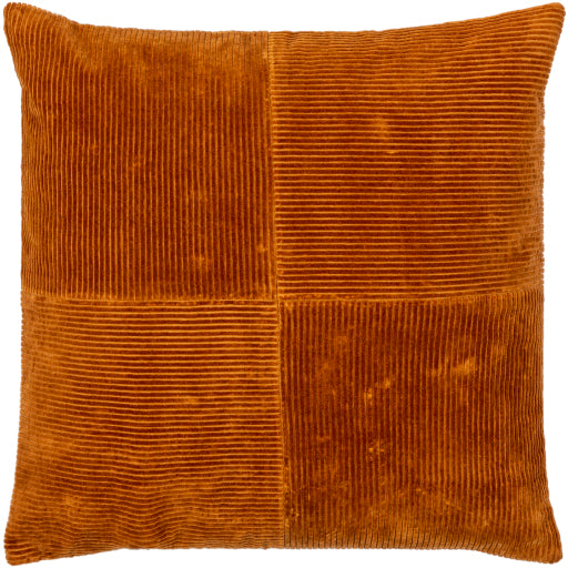 corduroy quarters accent pillow in brick red CDQ006-1818D