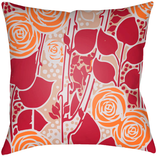 chinoiserie floral outdoor pillow orange tan red white CF027-2020