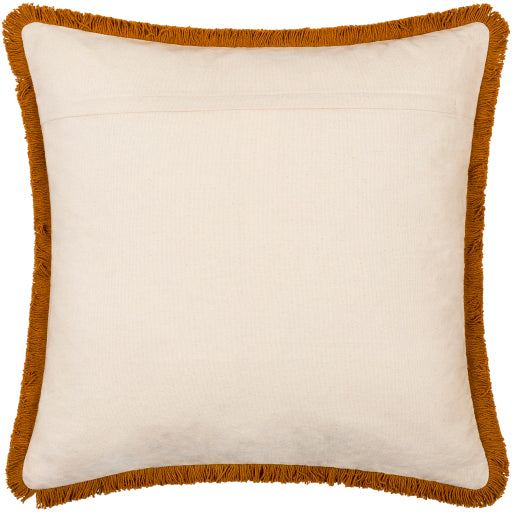 cotton fringe accent pillow tan light beige CTF001-2020