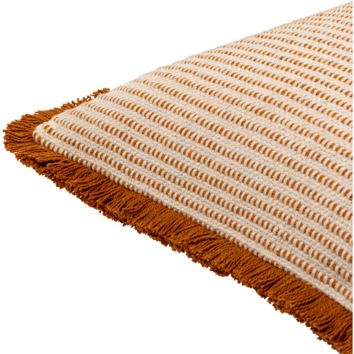 cotton fringe accent pillow tan light beige CTF001-1818D