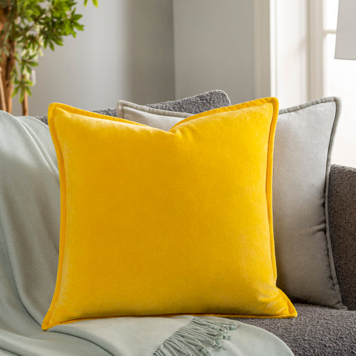 cotton velvet accent pillow mustard 2 CV007-2020