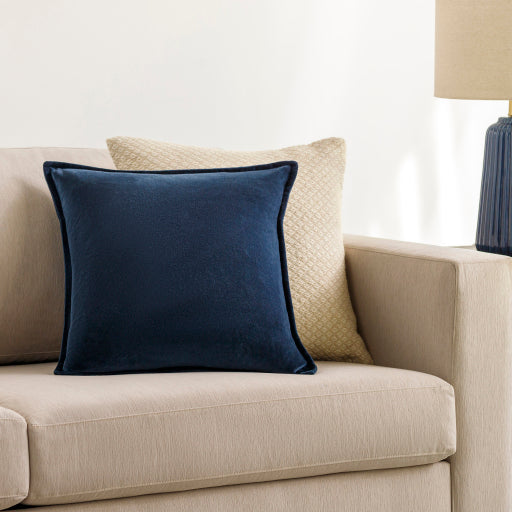 cotton velvet accent pillow navy 1 