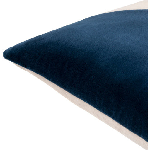 cotton velvet accent pillow light beige navy 3 CV066-1818P