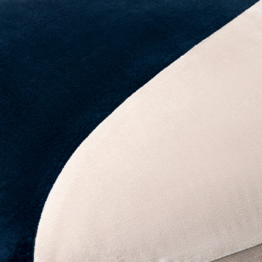 cotton velvet accent pillow light beige navy 3 CV066-2020