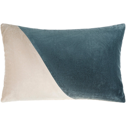 cotton velvet accent pillow light beige charcoal 1 CV067-1818D