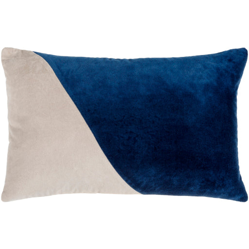 cotton velvet accent pillow light beige navy 2 CV068-2020D