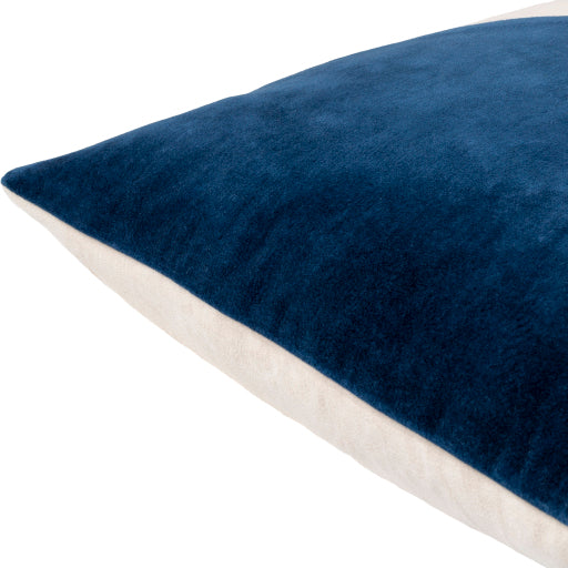 cotton velvet accent pillow light beige navy 2 CV068-2020P