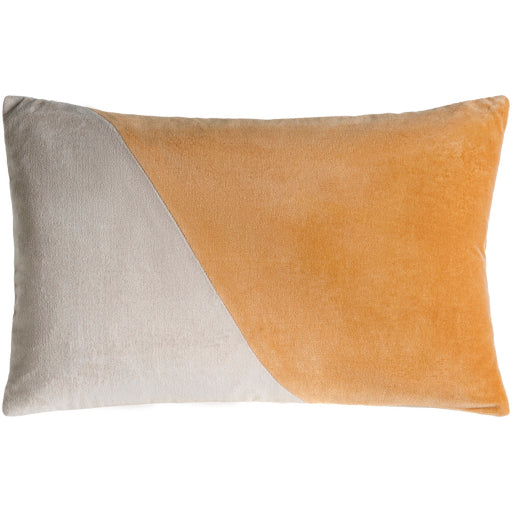 cotton velvet accent pillow light beige mustard 3 CV069-1818D