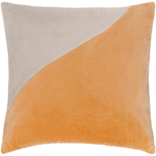 cotton velvet accent pillow light beige mustard 3 CV069-1818