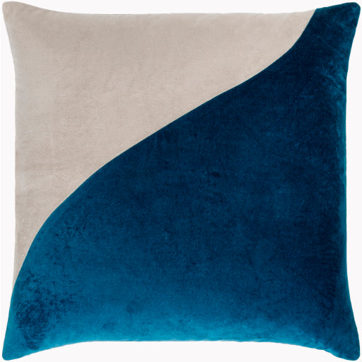 cotton velvet accent pillow light beige teal CV070-1818